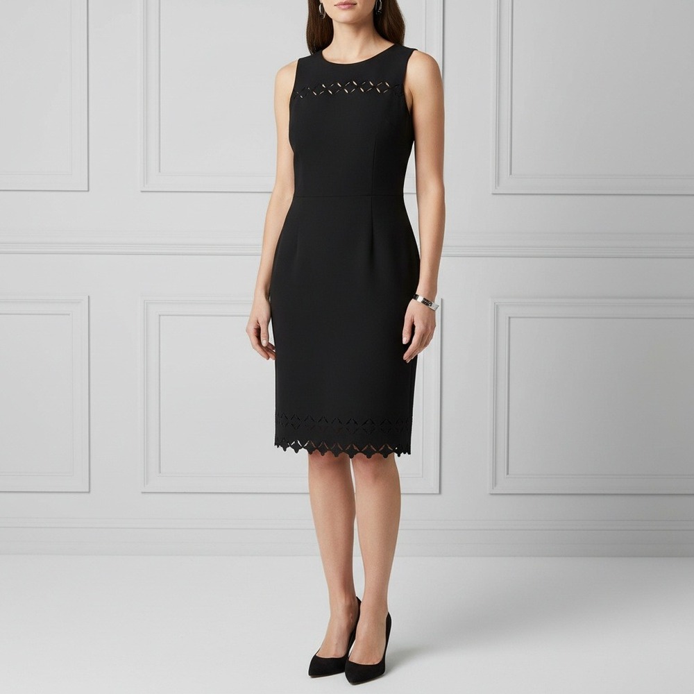 Loft 6 Dress Black Sleeveless Laser Cut Out Sheath Whimsigoth Grunge Punk Retro